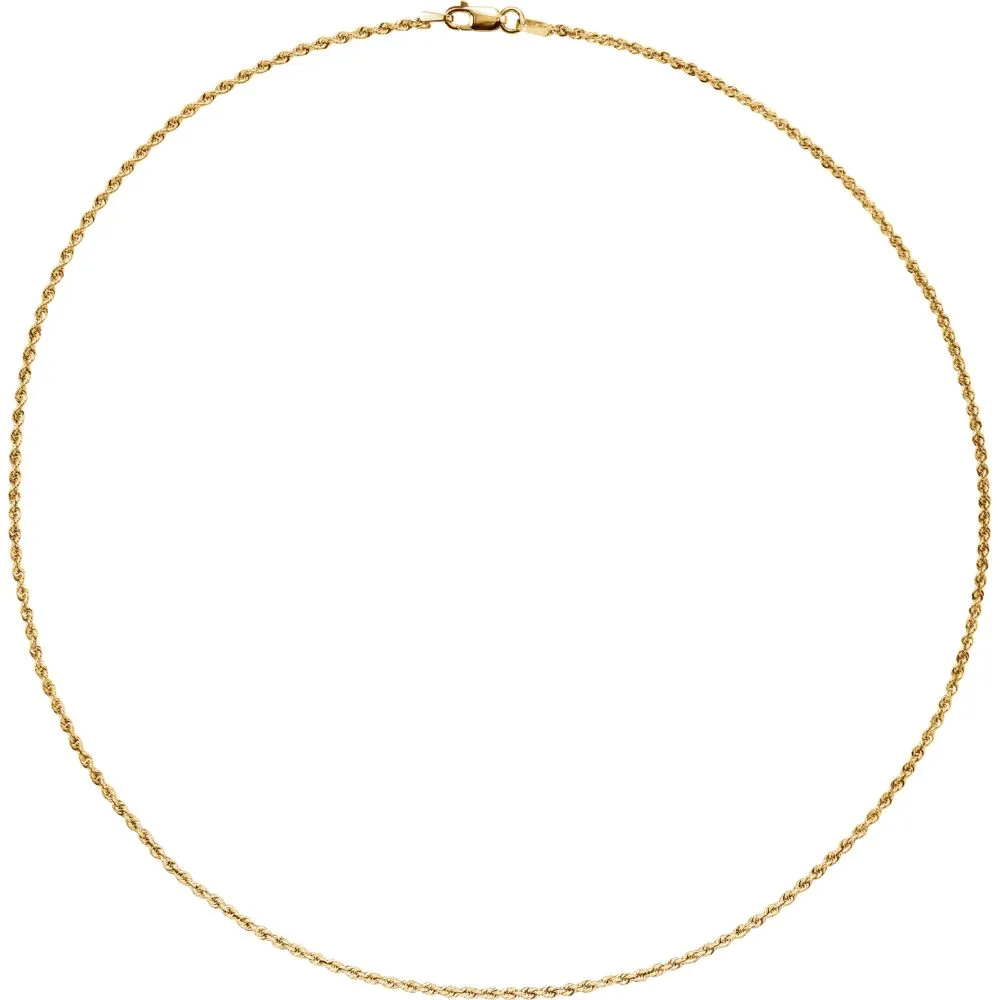 14k Yellow Gold 1.5mm Rope 18" Chain