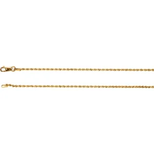14k Yellow Gold 1.5mm Rope 18" Chain