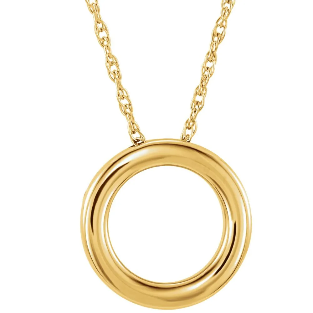 14k Yellow Gold 18x15mm Circle Chain Slide 18" Necklace