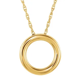 14k Yellow Gold 18x15mm Circle Chain Slide 18" Necklace