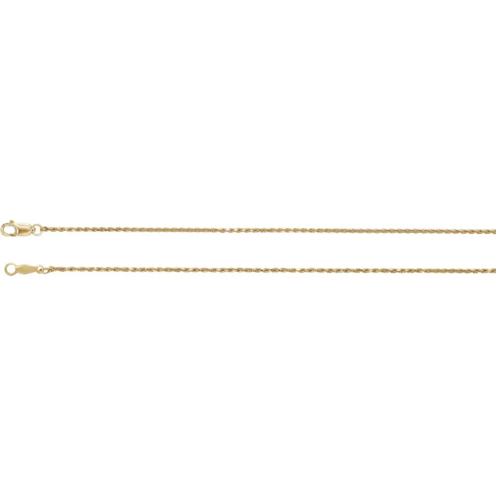 14k Yellow Gold 1mm Diamond-Cut Rope 18" Chain