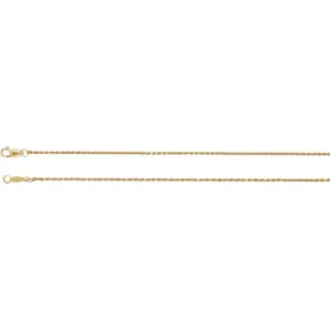 14k Yellow Gold 1mm Diamond-Cut Rope 18" Chain
