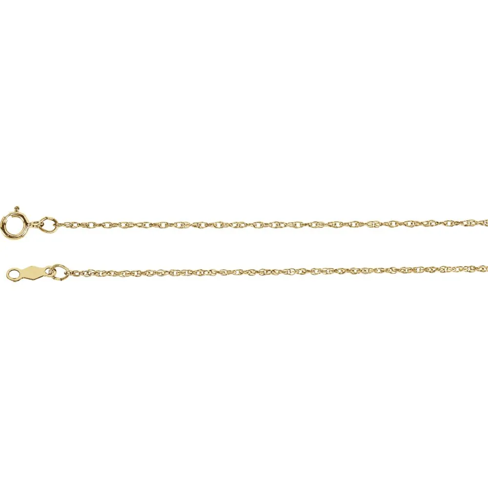 14k Yellow Gold 1mm Rope 18" Chain