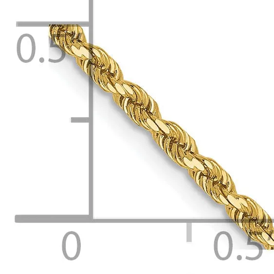 14k Yellow Gold 2.00mm D.C Rope Chain