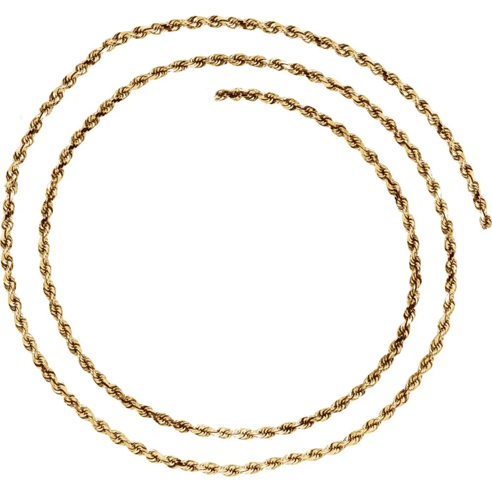 14k Yellow Gold 2.5mm Diamond Cut Rope 16" Chain