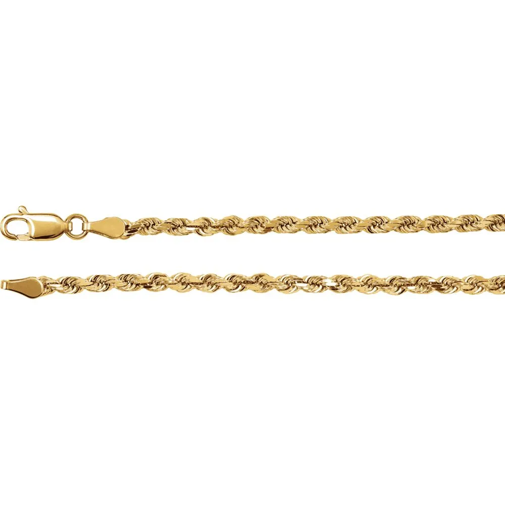 14k Yellow Gold 2.8mm Diamond Cut Rope 16" Chain