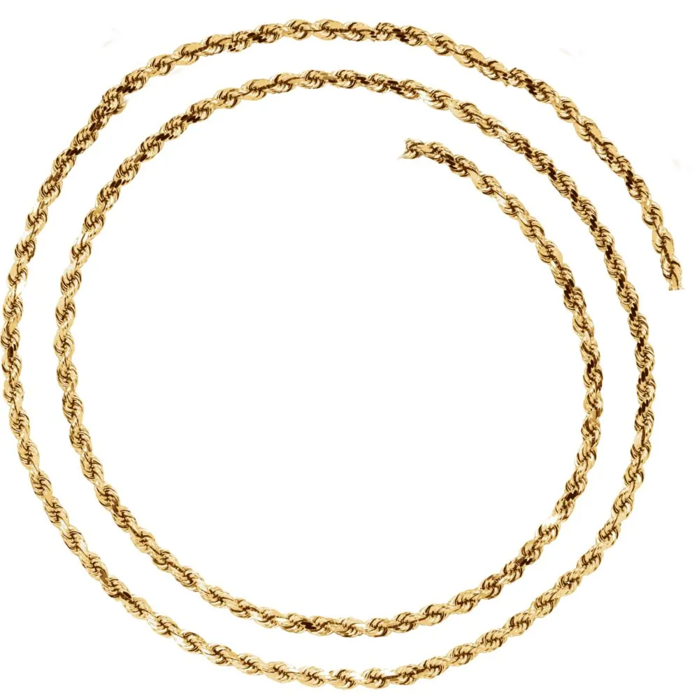 14k Yellow Gold 2.8mm Diamond Cut Rope 16" Chain