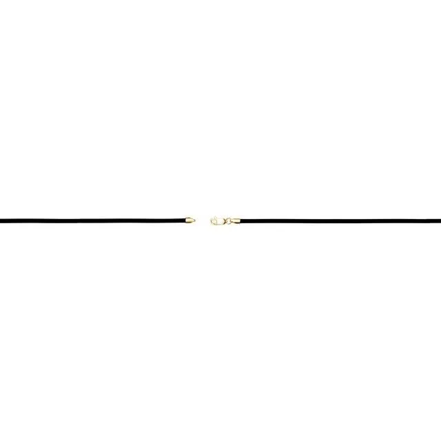 14K Yellow Gold 3 mm Black Rubber 18" Cord Necklace