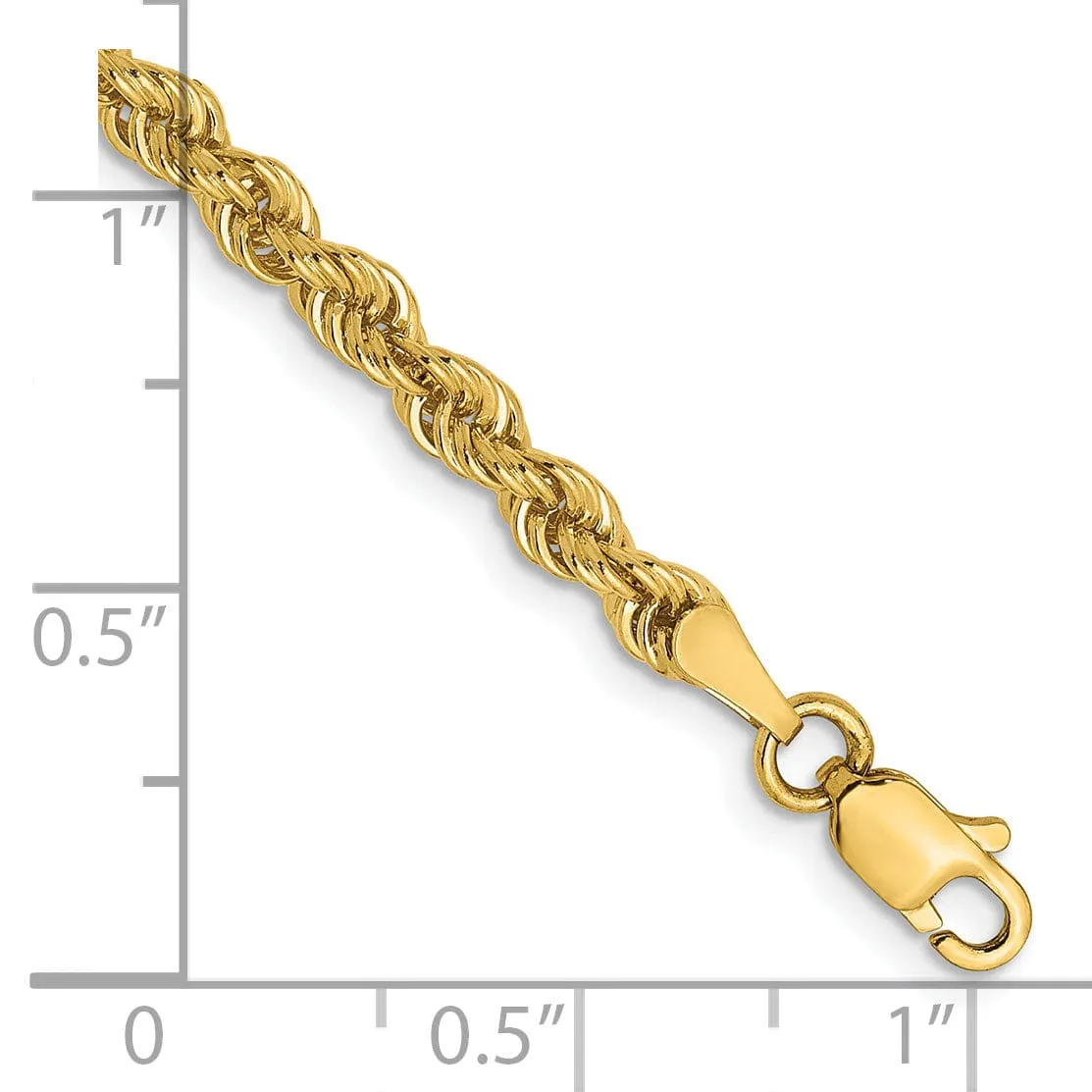 14k Yellow Gold 3.0mm Solid Rope Chain