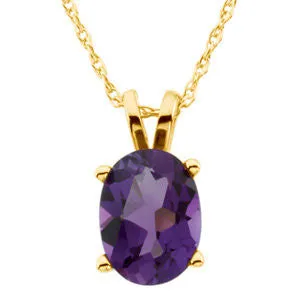 14k Yellow Gold Genuine Amethyst Necklace