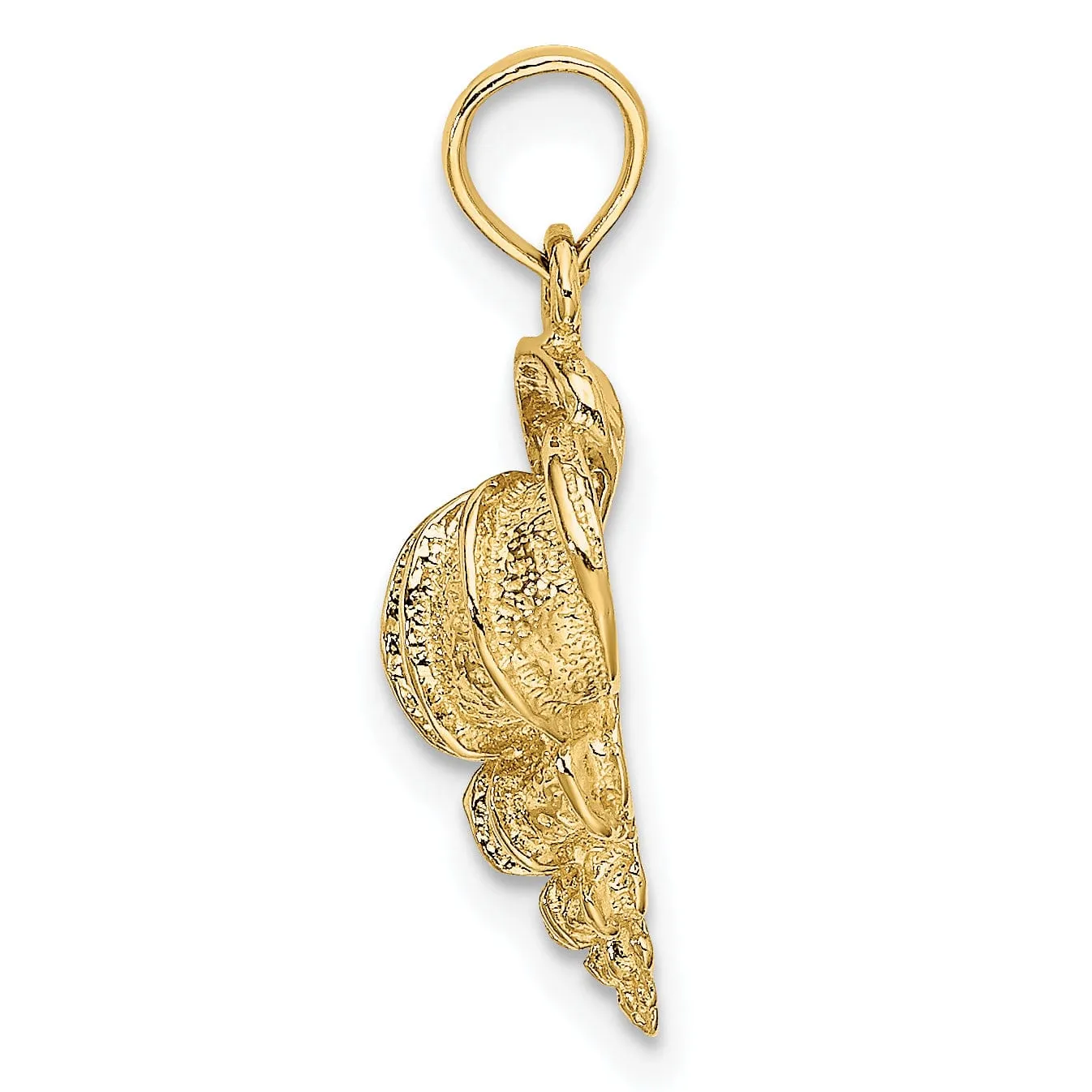 14K Yellow Gold Open Back Polish Texture Finish Soild Wentletrap Shell Charm Pendant
