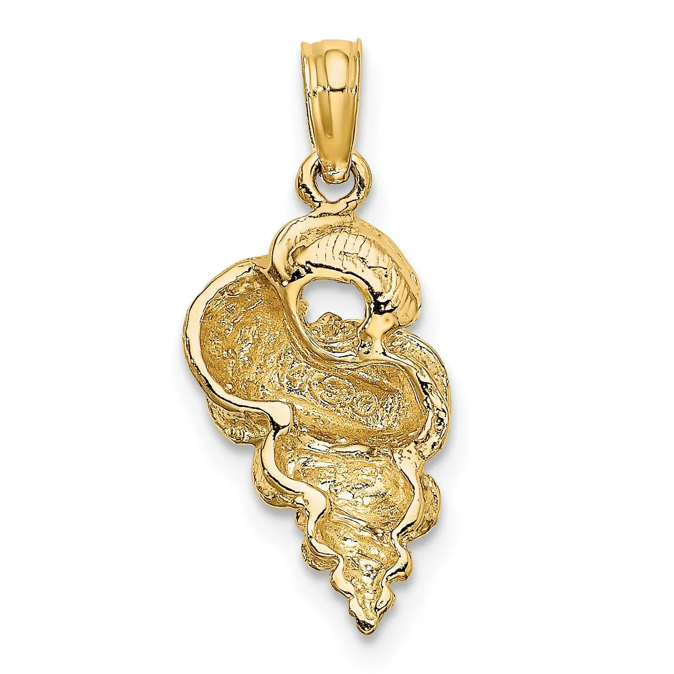 14K Yellow Gold Open Back Polish Texture Finish Soild Wentletrap Shell Charm Pendant
