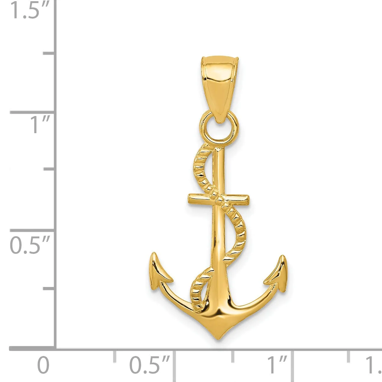 14k Yellow Gold Polished Anchor rope Pendant