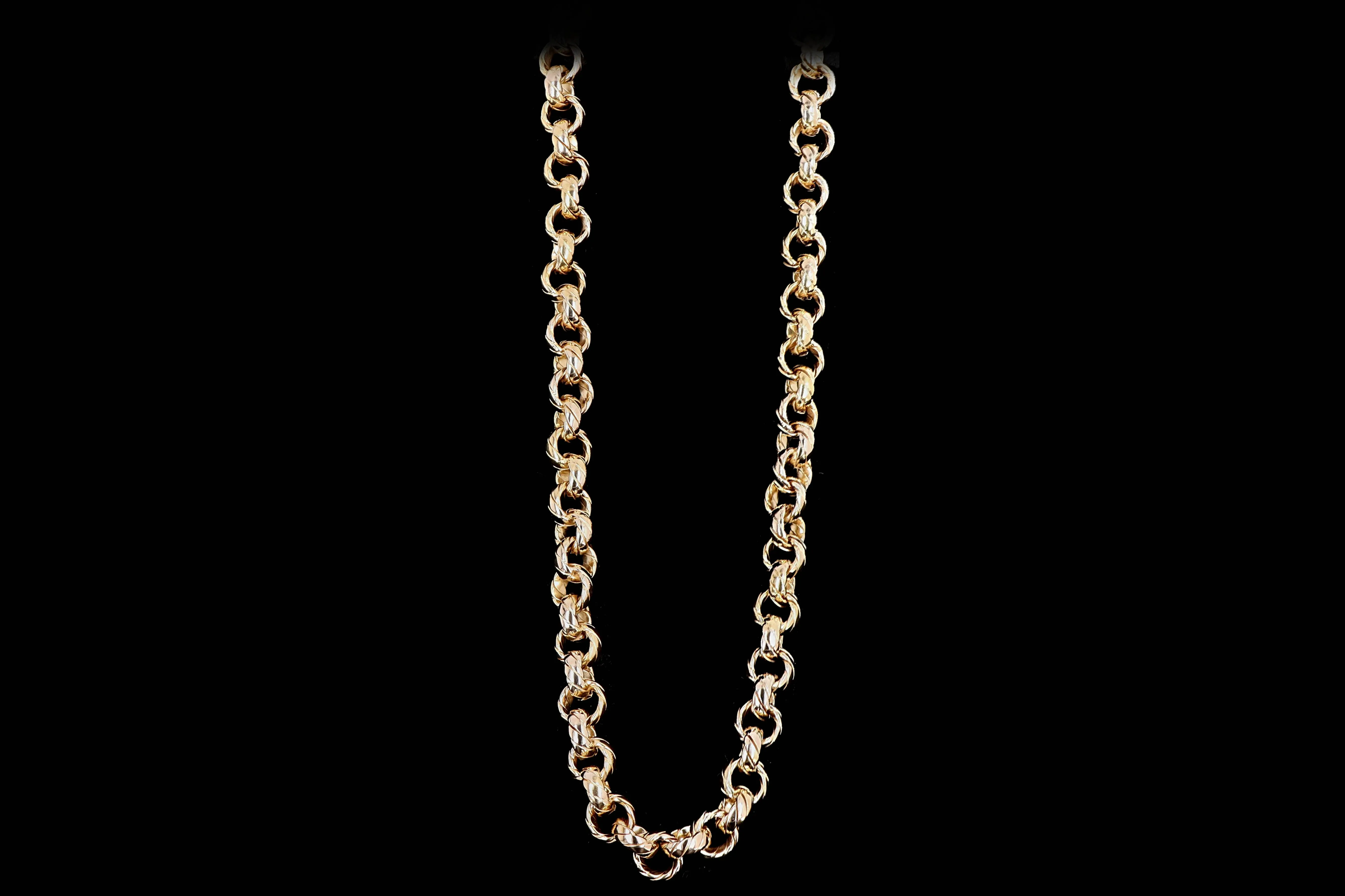 14K Yellow Gold Rope Textured Chain Necklace