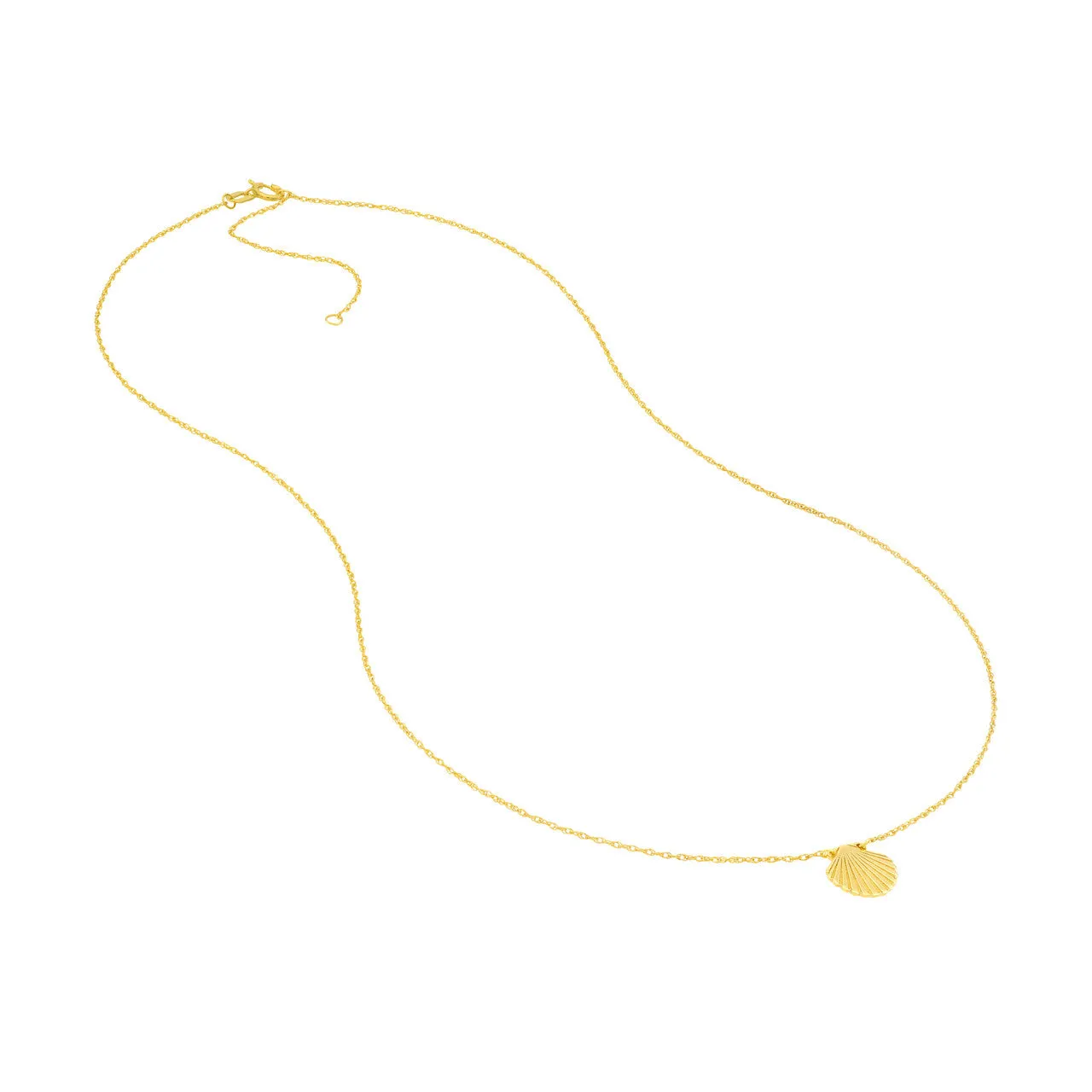 14K Yellow Gold Seashell Pendant Necklace
