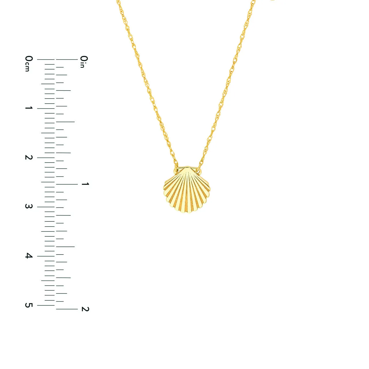 14K Yellow Gold Seashell Pendant Necklace