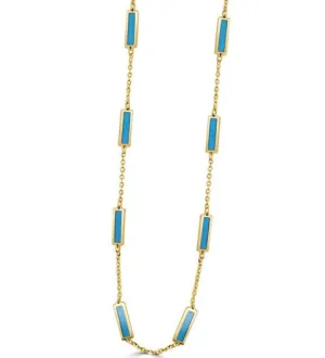 14K Yellow Turquoise 18 inch Necklace