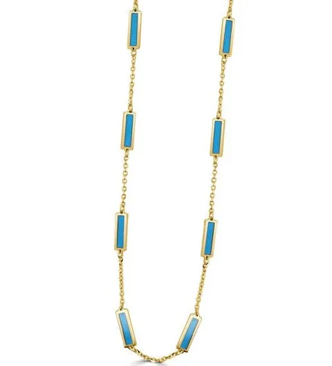14K Yellow Turquoise 18 inch Necklace