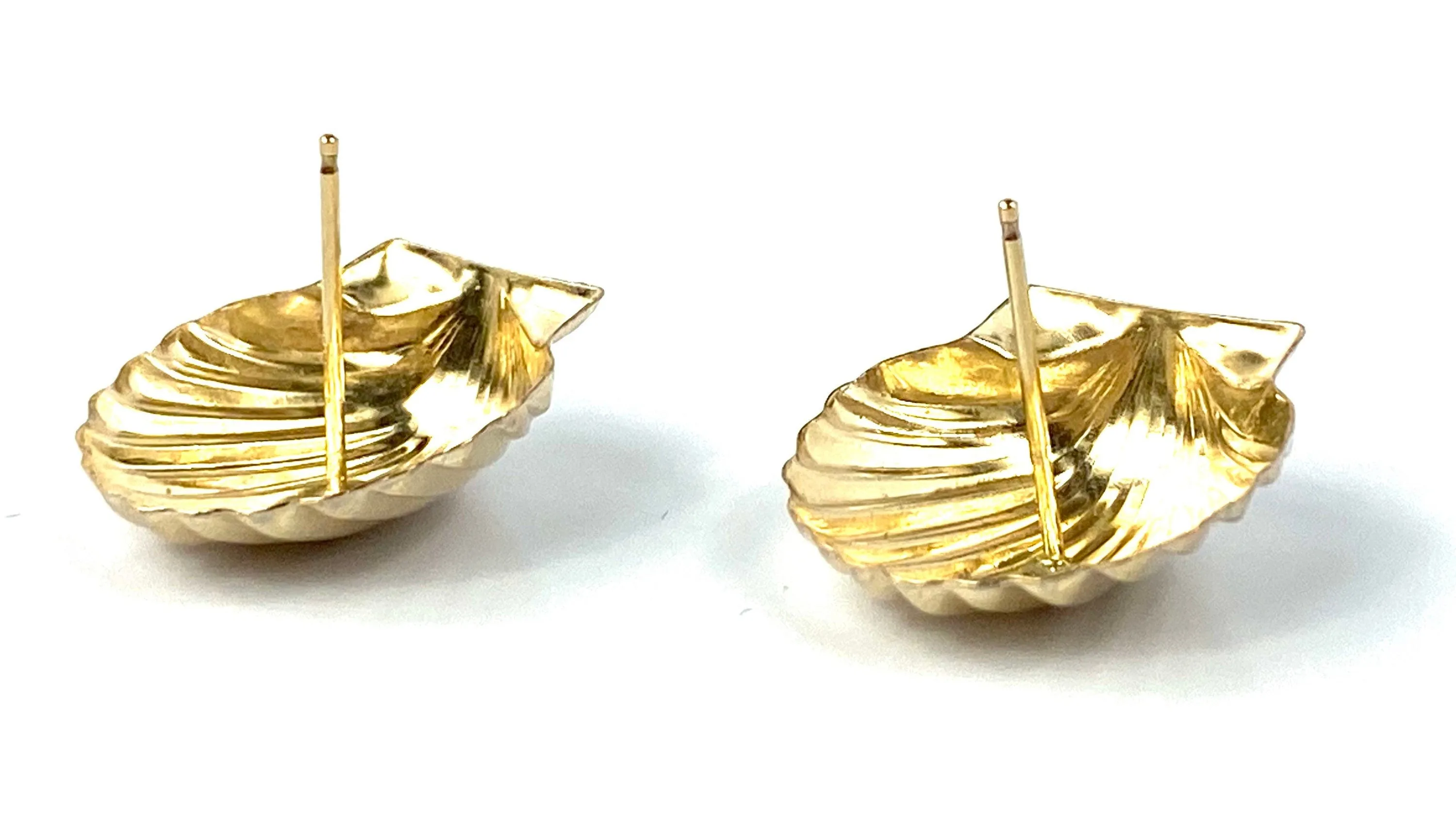 14KGF 16mm Clam Shell Stud Earrings, 14KGF, 14K Gold Filled, 14K Gold Fill, 14K Gold, Sku: T72-1/2