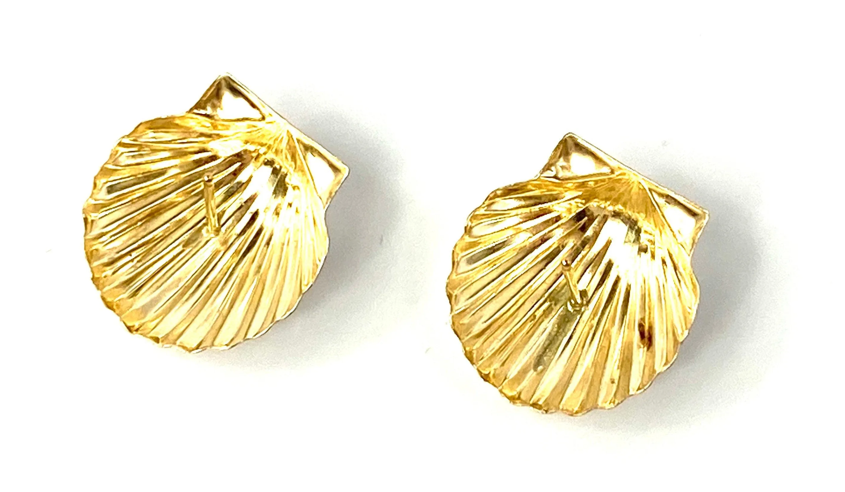 14KGF 16mm Clam Shell Stud Earrings, 14KGF, 14K Gold Filled, 14K Gold Fill, 14K Gold, Sku: T72-1/2