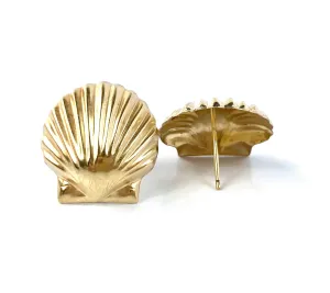 14KGF 16mm Clam Shell Stud Earrings, 14KGF, 14K Gold Filled, 14K Gold Fill, 14K Gold, Sku: T72-1/2