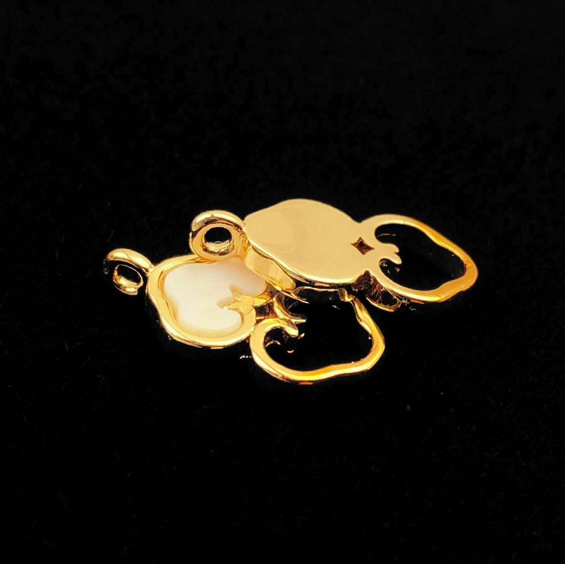14KGF back to back heart abalone mother of pearl charm, SKU# M1052