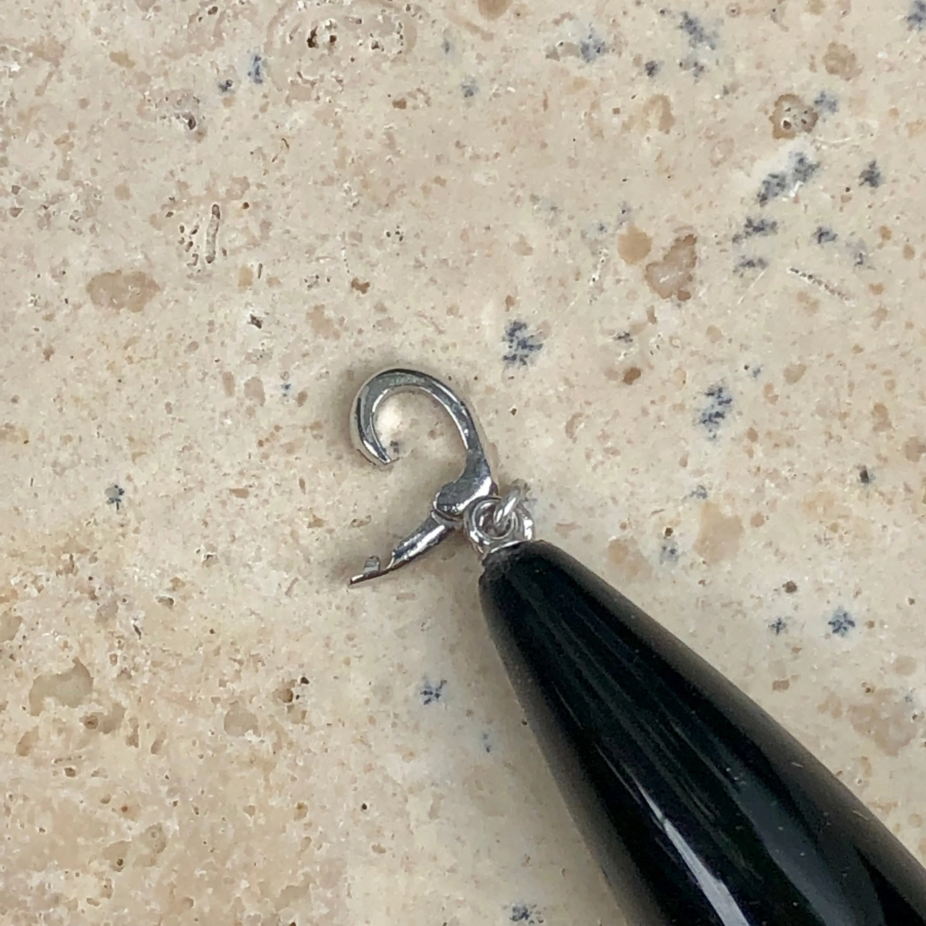 14KT White Gold Black Onyx Teardrop Enhancer Pendant Charm