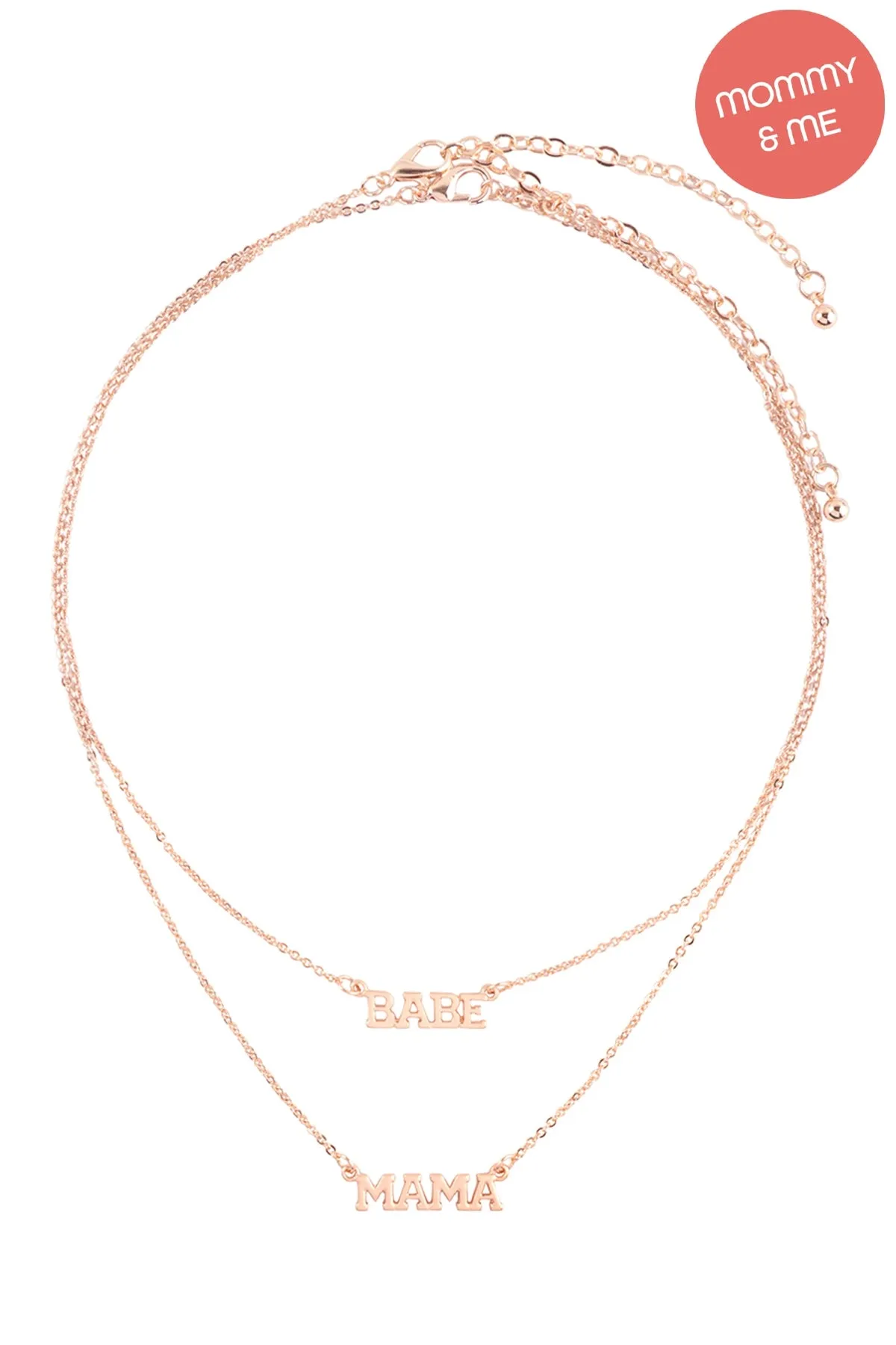 14" "Babe" W/ 16" "Mama" 2 Set Layered Necklace Gold - Pack of 6