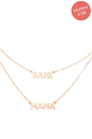 14" "Babe" W/ 16" "Mama" 2 Set Layered Necklace Gold - Pack of 6