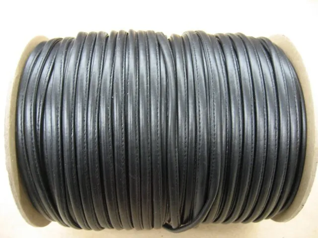1/4" Stitched & Reinforced Black Leatherette Cord (5 yds) 2643XU Polyurethane on knit back