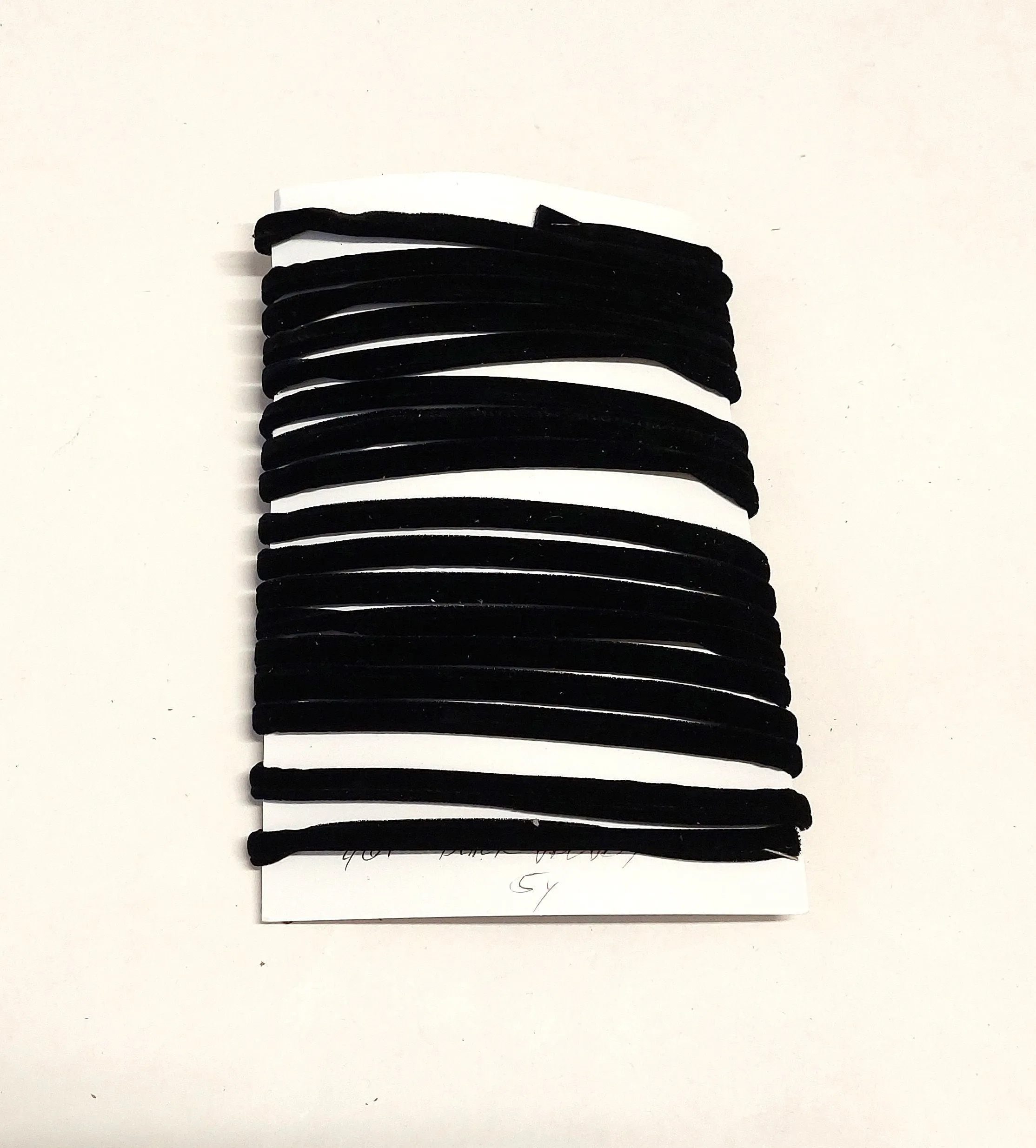 1/4" Stitched & Reinforced Black Velvet Fabric Cord