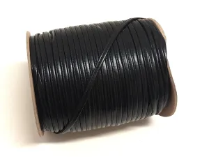1/4" Stitched & Reinforced Soft, Shiny Black Cord (10 yds) 2643XUPU Polyurethane on knit back