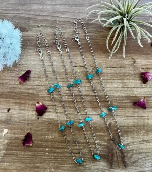 15 Inch Long Chain with Turquoise Nuggets