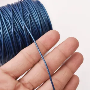 1.5mm Metallic Blue Leather Cord - Round