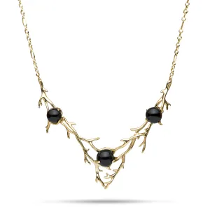 16.5-18" Adjustable Heritage Black Coral Necklace in Gold