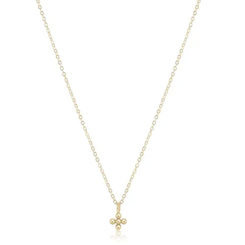 16" necklace gold - 4mm beaded cross charm