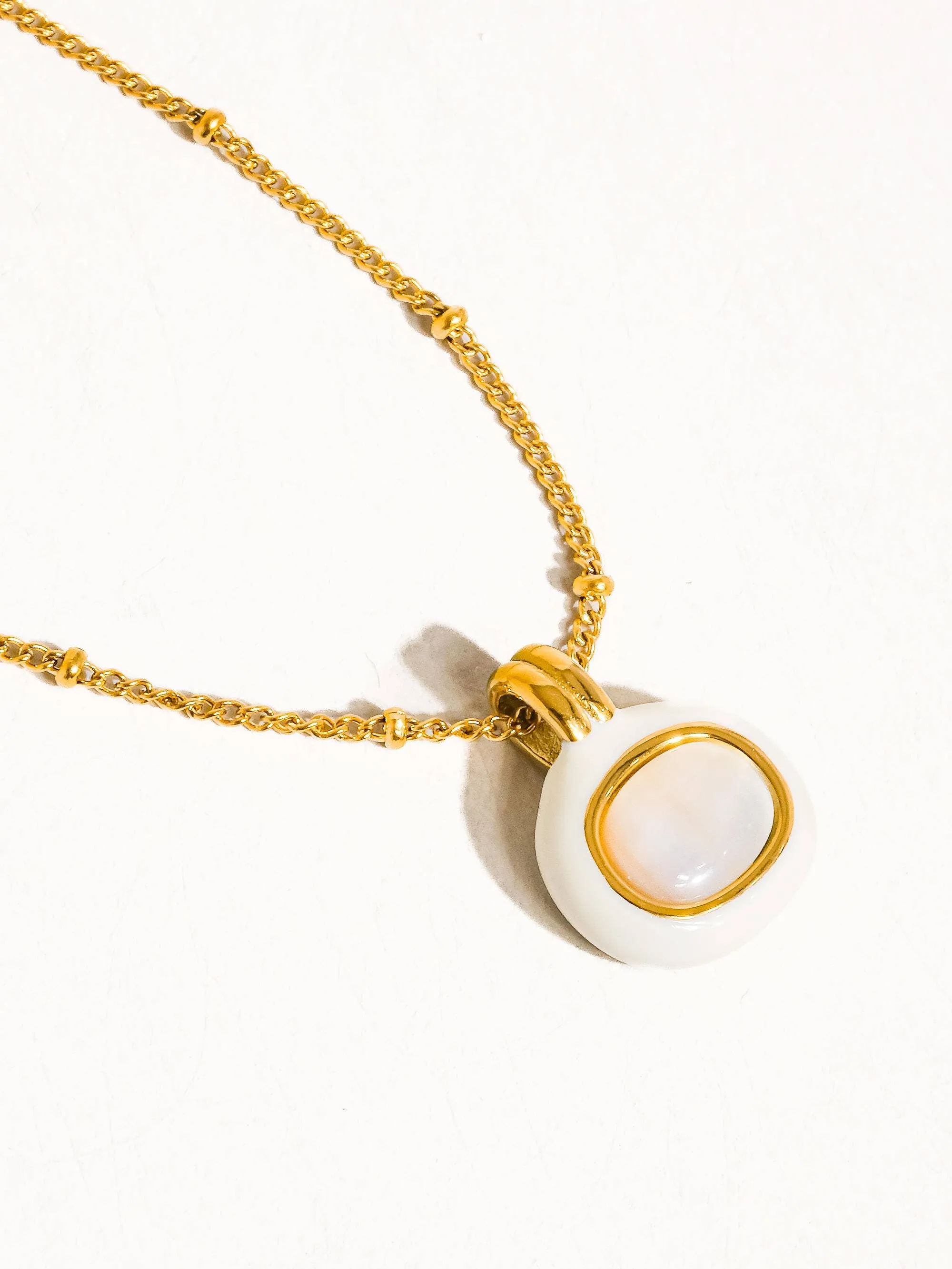 18k Gold Non-Tarnish Stackable Necklaces : Yellow Gold, Chandelle-White