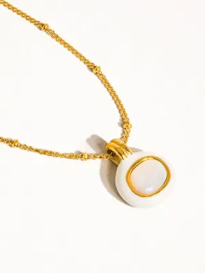 18k Gold Non-Tarnish Stackable Necklaces : Yellow Gold, Chandelle-White