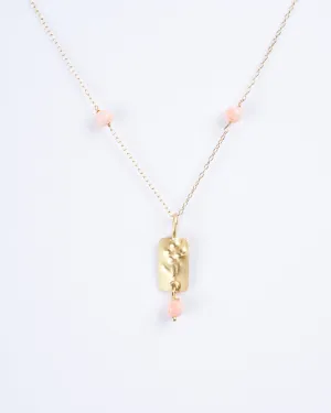 18k yellow gold pendant necklace with coral beads - gold