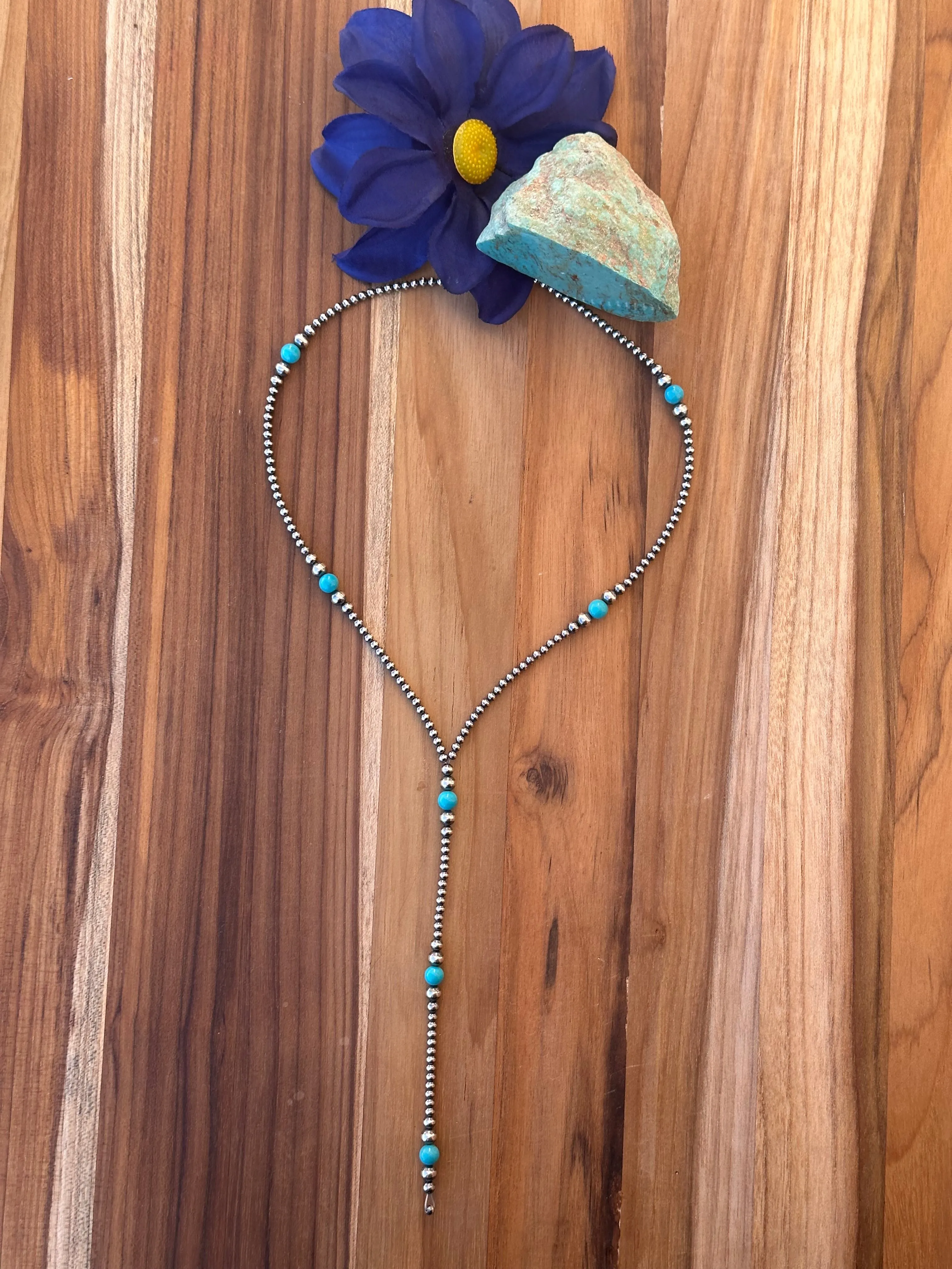 18" Navajo Style Pearl and Turquoise Tassel