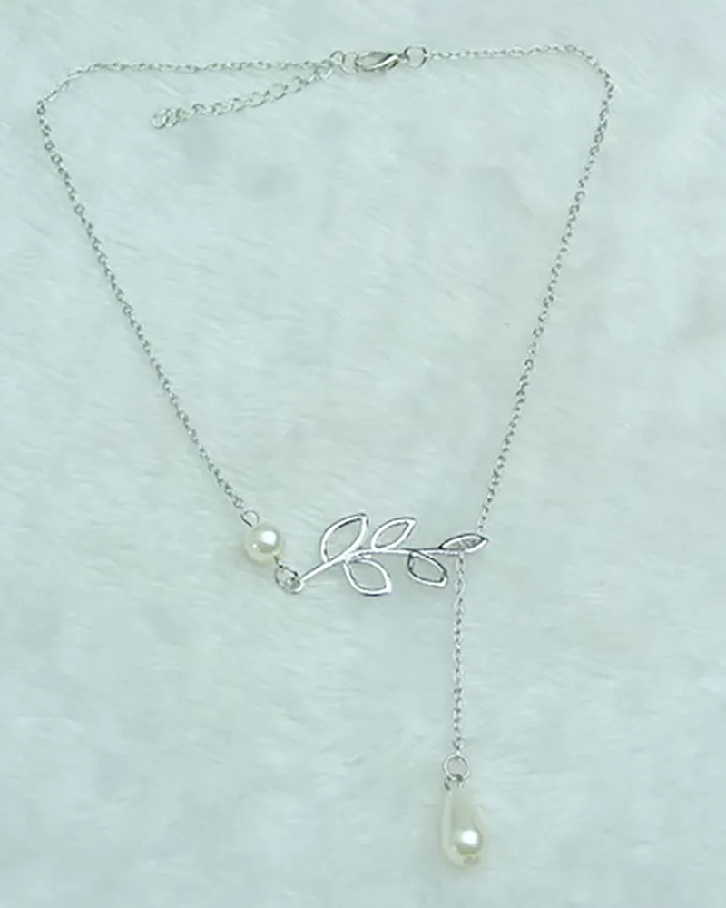 1PCS Leaf Pattern Beaded Pendant Necklaces