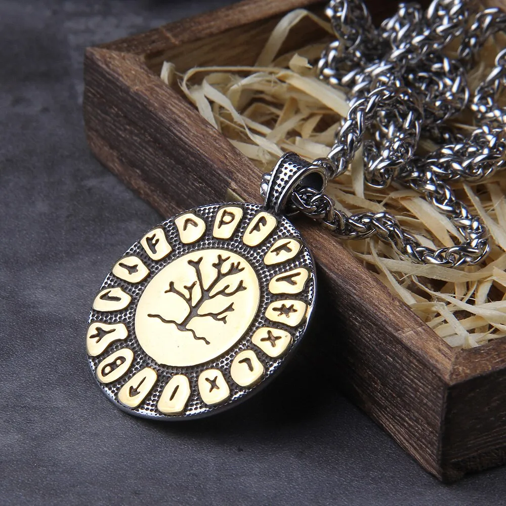 2020 Fashion Tree of Life Silver Color Chain Necklaces for Women Stainless Steel VIKING rune Necklace Jewelry cadenas mujer