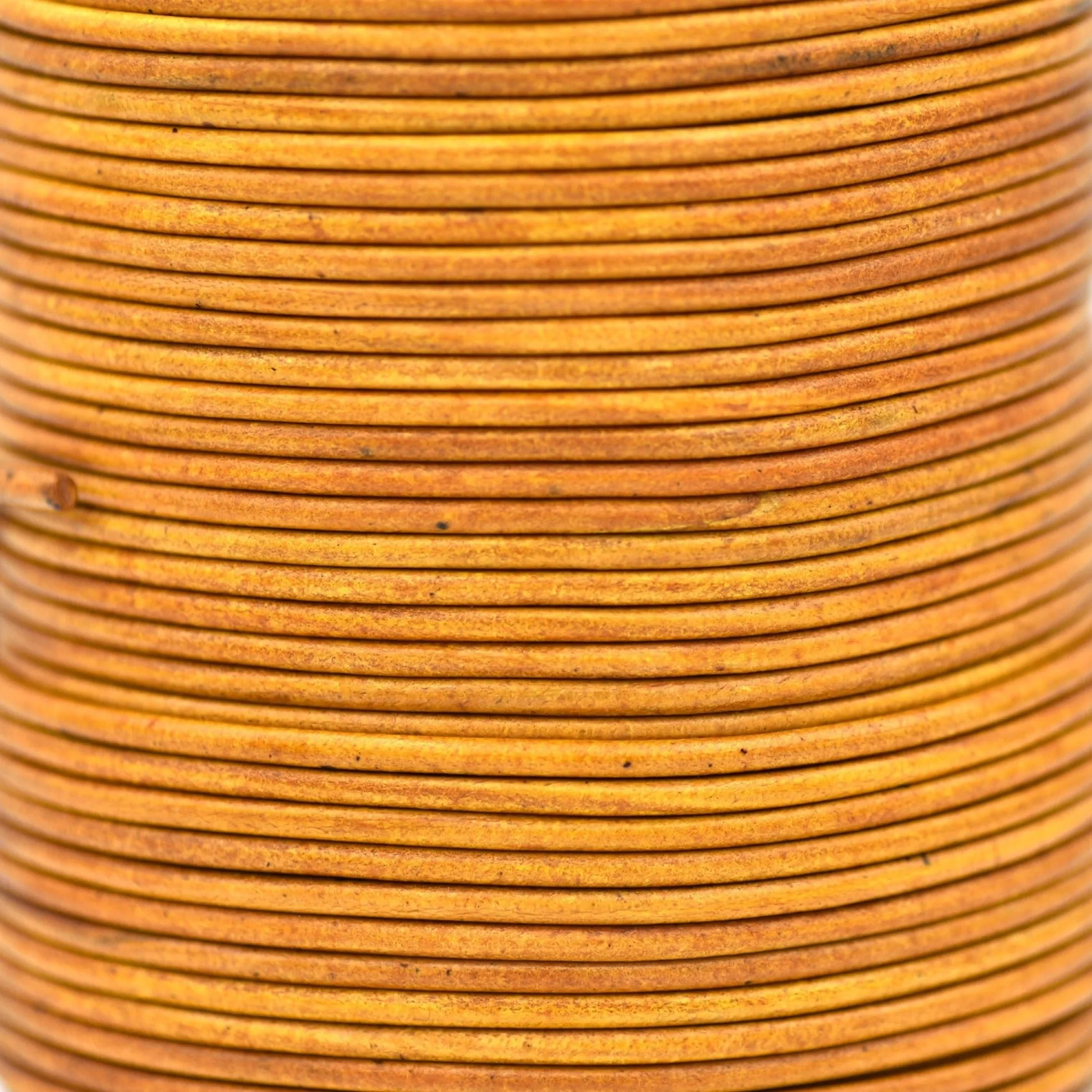 2mm Leather Cord - Antique Yellow Brown - Round - Matt Finish - Indian Leather - Wrap Bracelet Making Findings - Antique Color Natural Dye