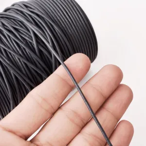 2mm Leather Cord - Charcoal Grey Color - Round - Indian Leather - Wrap Bracelet Making Findings - Antique Color Natural Dye