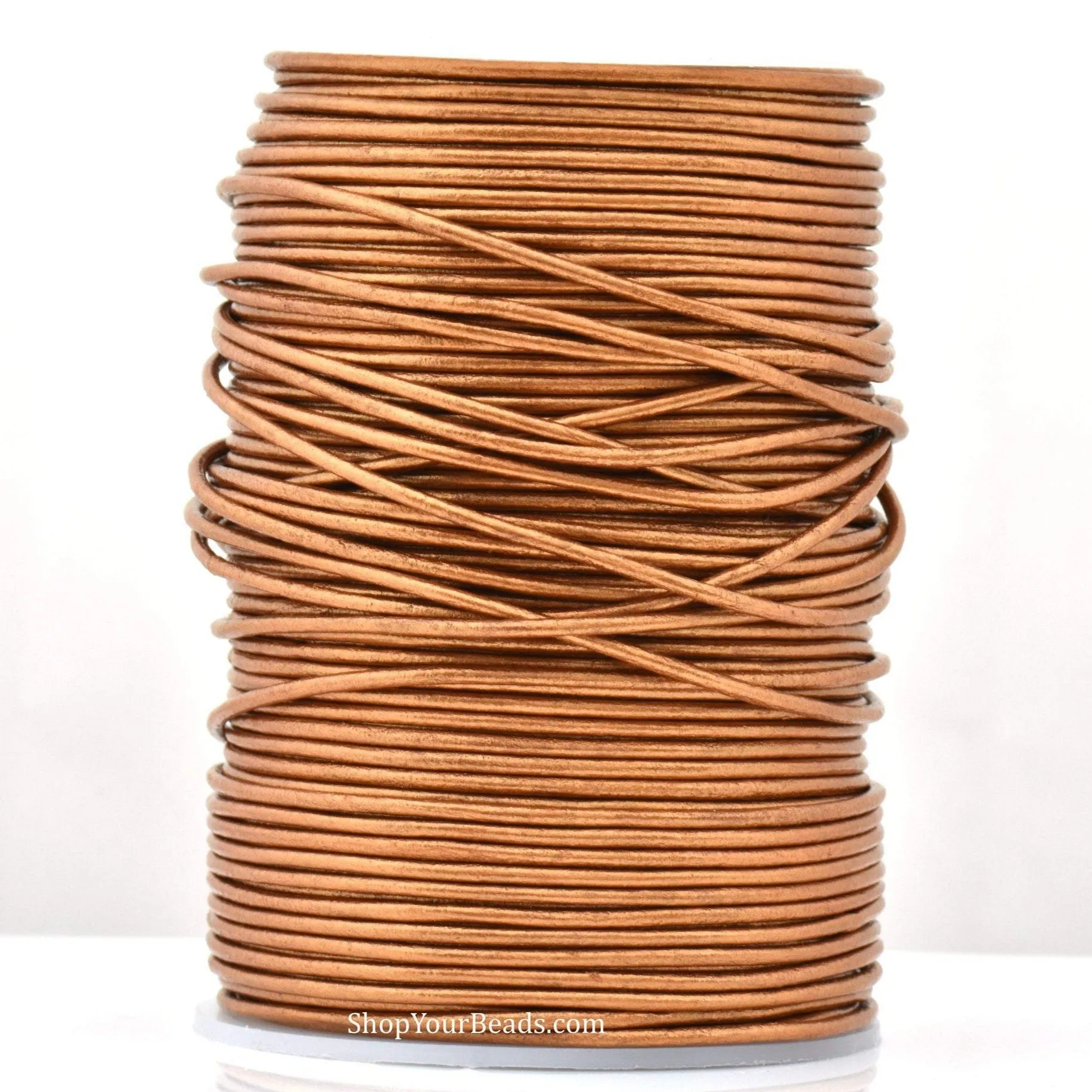 2mm Metallic Copper Leather Cord - Round - Premium Quality - Indian Leather - Wrap Bracelet Making Findings - Lead Free - Necklace Making
