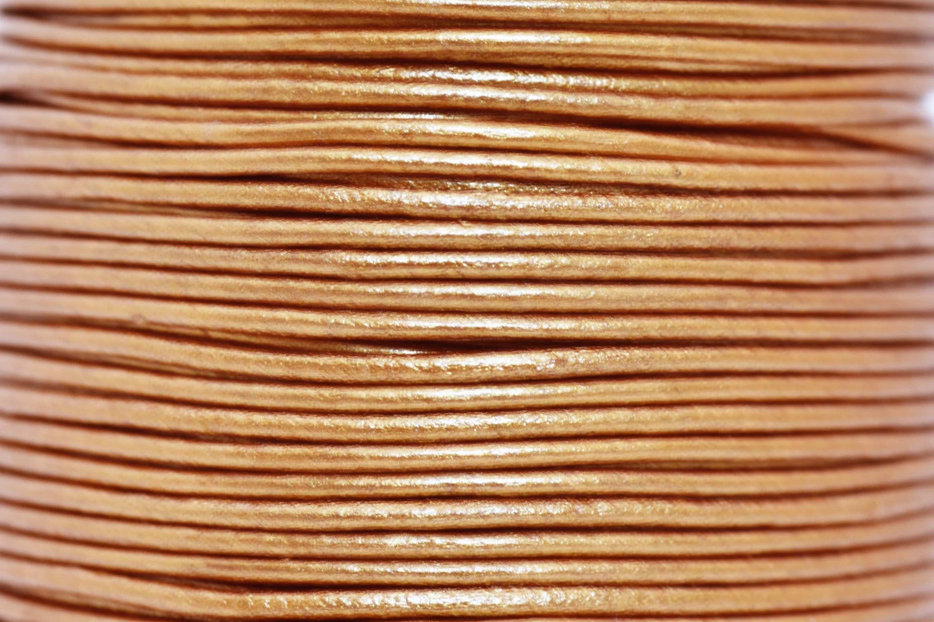 2mm Metallic Copper Leather Cord - Round - Premium Quality - Indian Leather - Wrap Bracelet Making Findings - Lead Free - Necklace Making