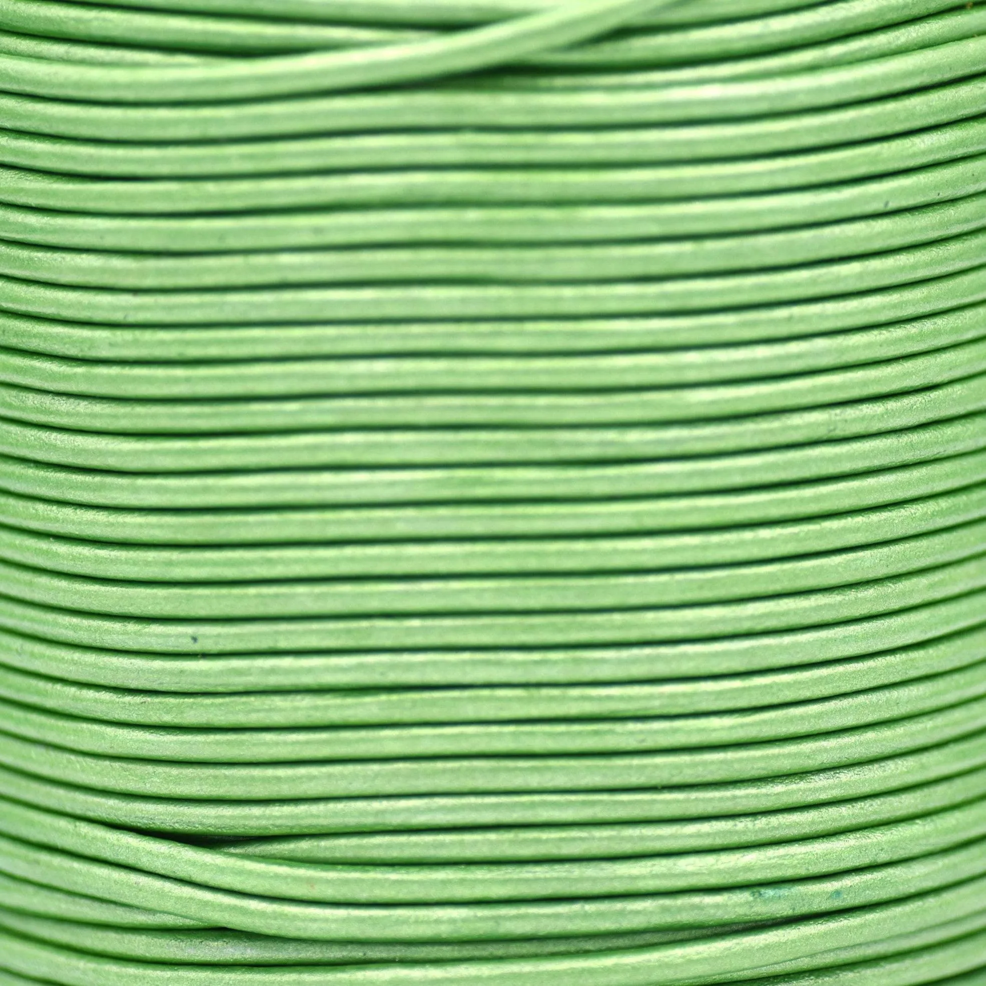 2mm Metallic Green Leather Cord - Round - Premium Quality - Indian Leather - Wrap Bracelet Making Findings Lead Free - Necklace Making