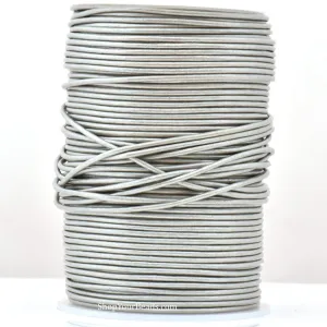 2mm Metallic Silver Leather Cord - Round - Premium Quality - Indian Leather - Wrap Bracelet Making Findings - Lead Free - Necklace Making