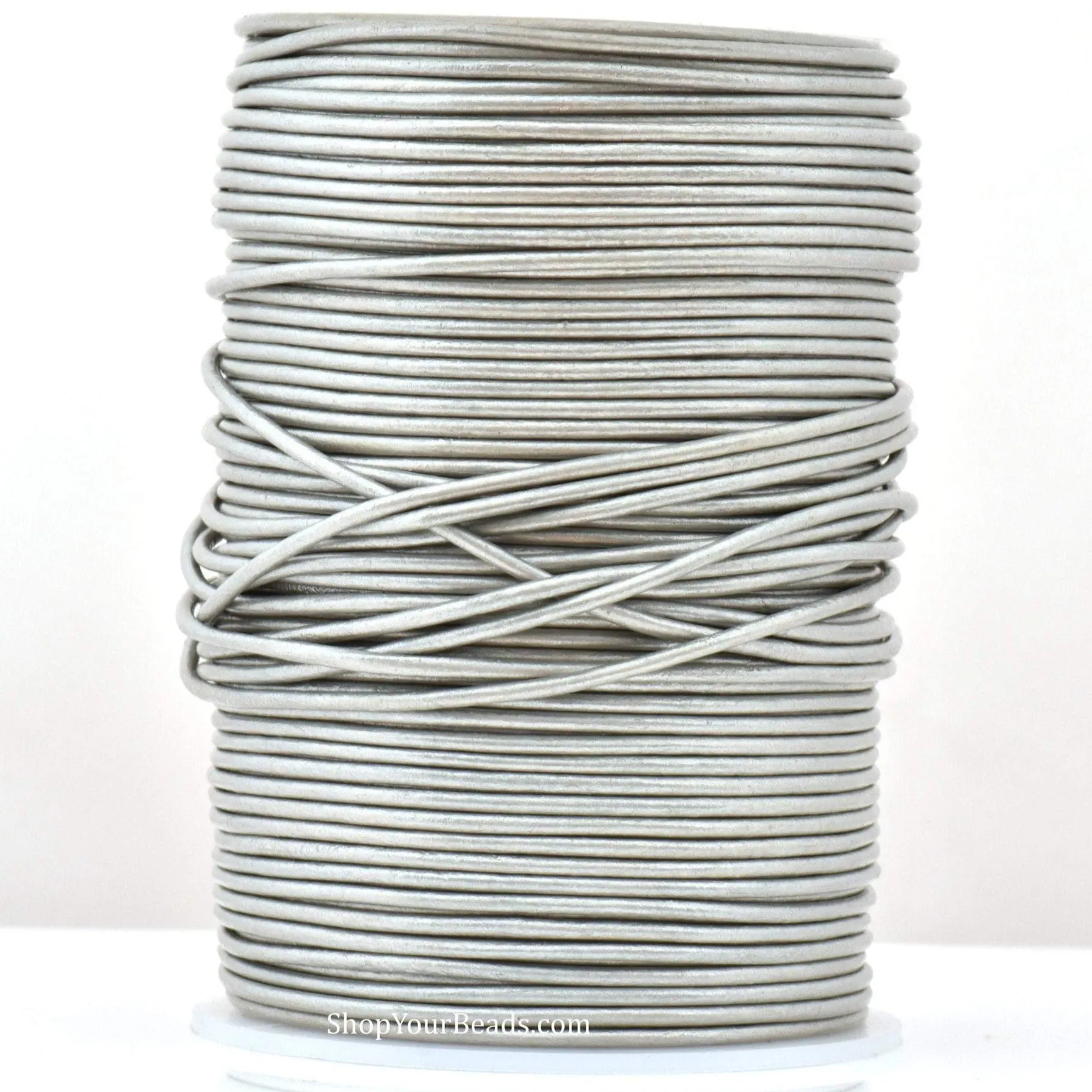 2mm Metallic Silver Leather Cord - Round - Premium Quality - Indian Leather - Wrap Bracelet Making Findings - Lead Free - Necklace Making