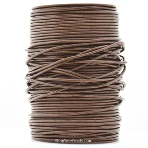 2mm Natural Tan Brown Leather Cord - Round - Premium Quality - Indian Leather - Wrap Bracelet Making Findings - Lead Free - Necklace Making